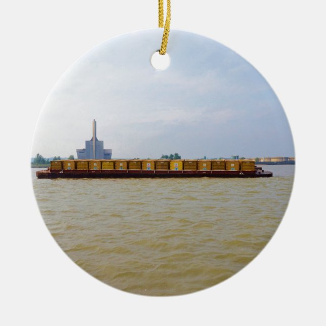 Container Barge Ceramic Tree Decoration (Front)