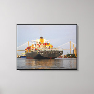 Container Cargo Ship on Savannah River Canvas Print