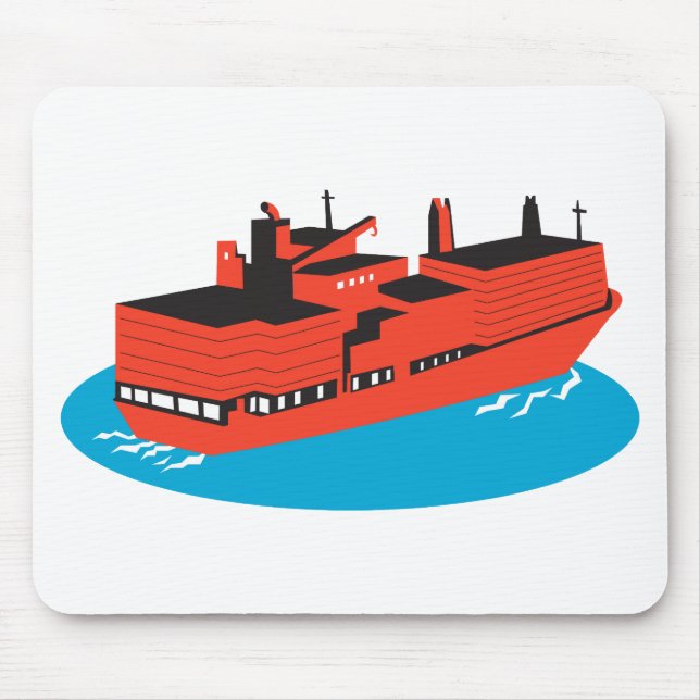 container cargo ship retro mouse mat (Front)