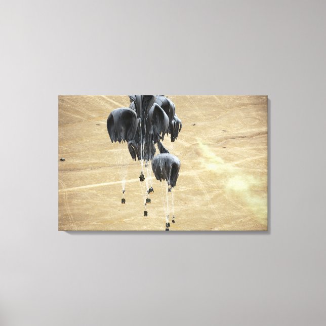 Container delivery system bundles parachute canvas print (Front)
