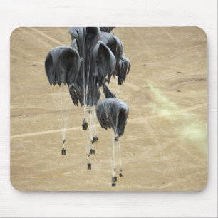 Container delivery system bundles parachute mouse mat
