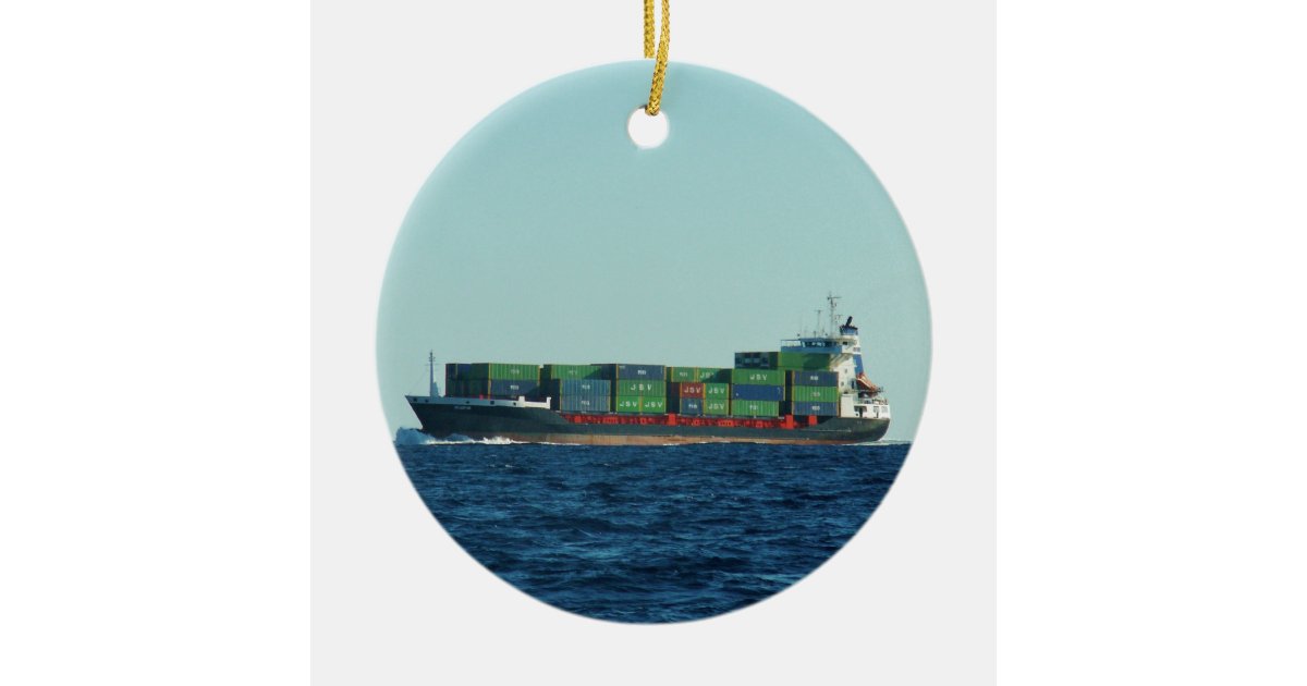 Container Ship Christmas Ornament Zazzle.co.uk