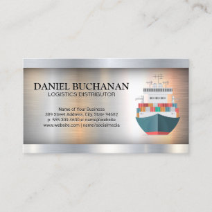 Container Ship   Metallic Industrial  Business Card