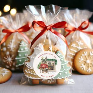 Contains Cat Hair Funny Christmas Personalized Classic Round Sticker