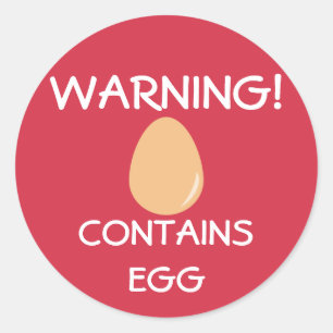 Contains Egg Food Allergy Alert Red Warning Classic Round Sticker