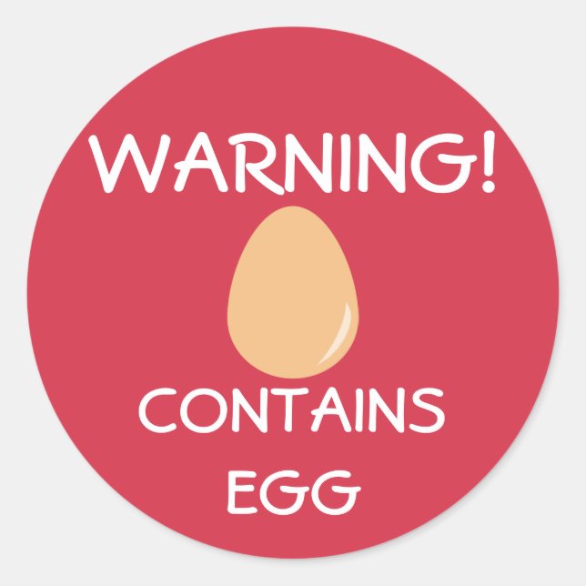 Contains Egg Food Allergy Alert Red Warning Classic Round Sticker (Front)