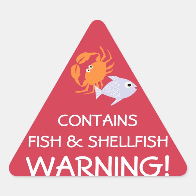 Contains Fish Shellfish Allergy Alert Stickers (Front)