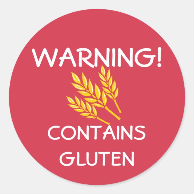 Contains Gluten Food Allergy Alert Red Classic Round Sticker (Front)