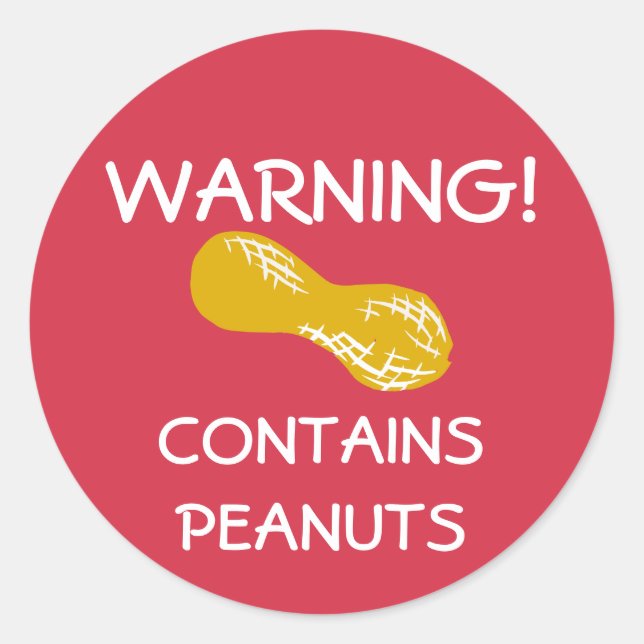 Contains Peanuts Food Allergy Alert Stickers (Front)