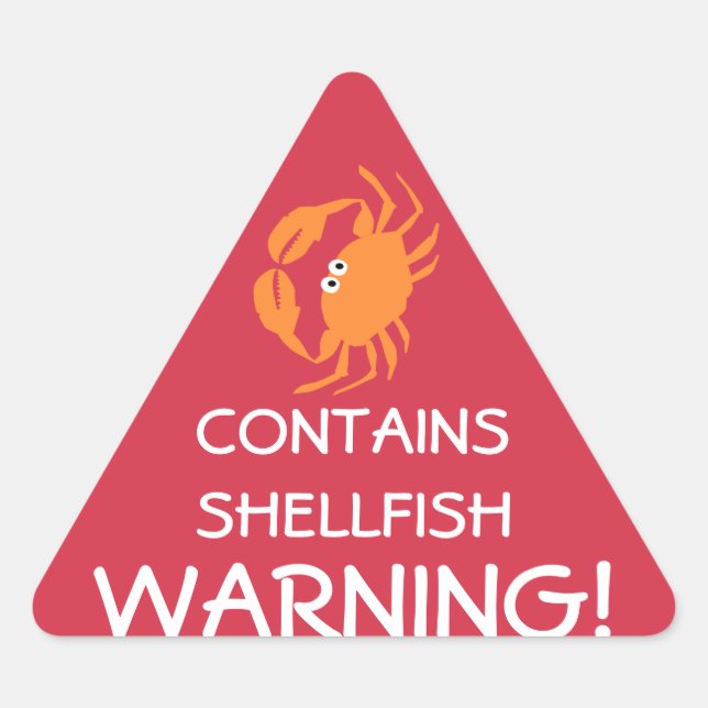 Contains Shellfish Allergy Alert Red Triangle Sticker (Front)