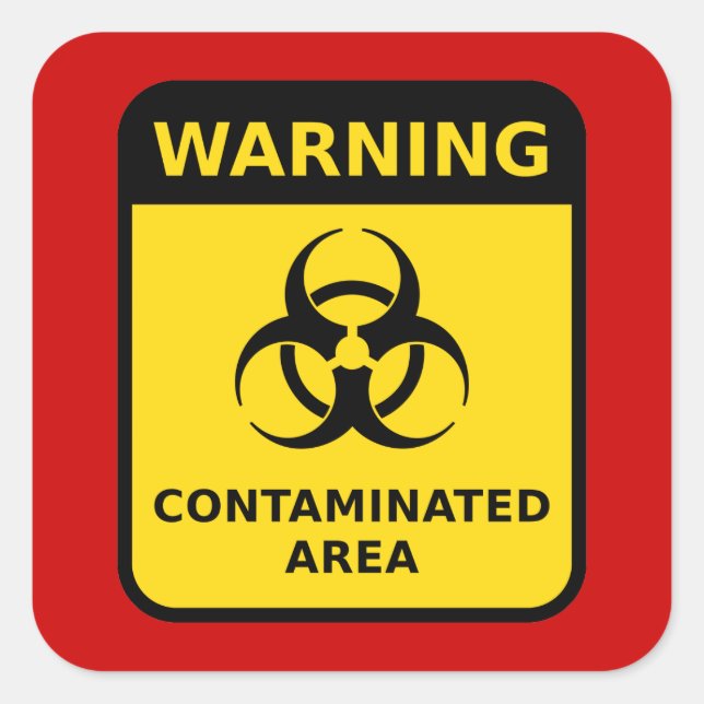 "Contaminated Area (Biohazard) Square Sticker (Front)