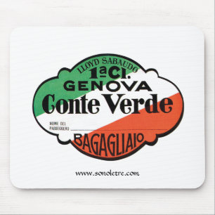 Conte Verde 1st Class Baggage Label Mouse Mat