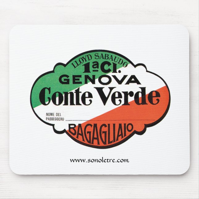 Conte Verde 1st Class Baggage Label Mouse Mat (Front)