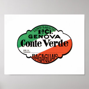 Conte Verde Baggage Label Poster