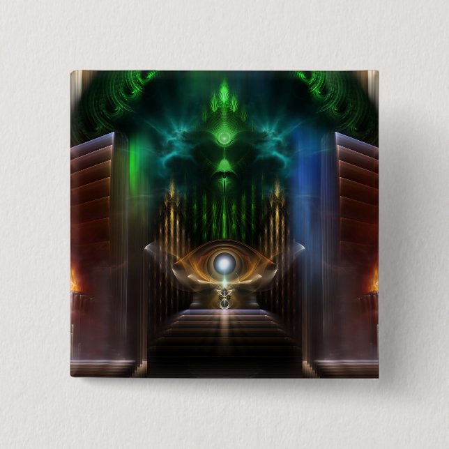 Contemplating Oz Fractal Art 15 Cm Square Badge (Front)