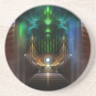 Contemplating Oz Fractal Art Sandstone Coaster