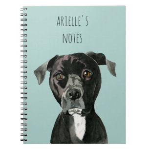 "Contemplating" Pit Bull Dog Painting Notebook