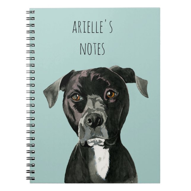 "Contemplating" Pit Bull Dog Painting Notebook (Front)