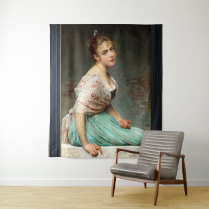Contemplation by Eugene de Blaas Tapestry