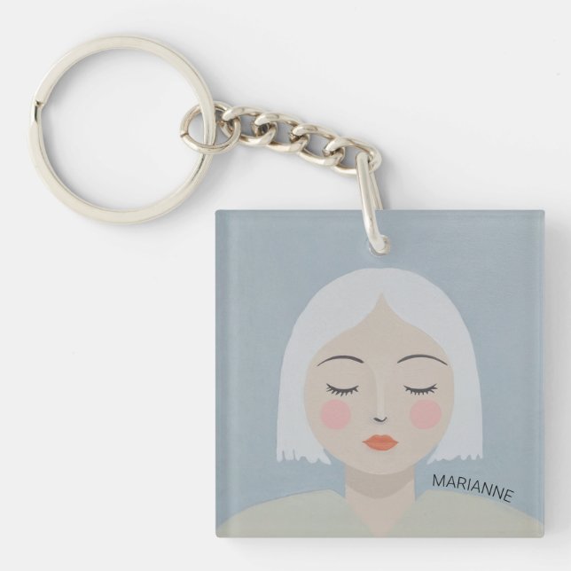 Contemplation - Minimalist Portrait Key Ring (Front)