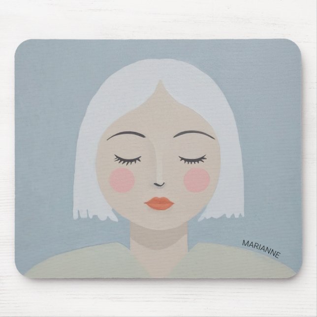 Contemplation - Minimalist Portrait Mouse Mat (Front)