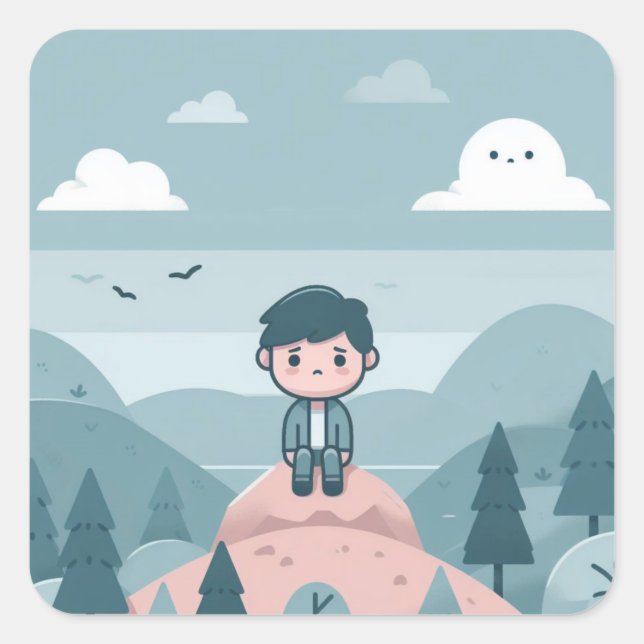 Contemplation on a Hill Square Sticker (Front)