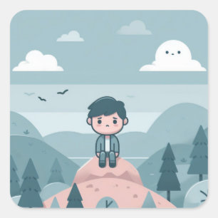 Contemplation on a Hill Square Sticker