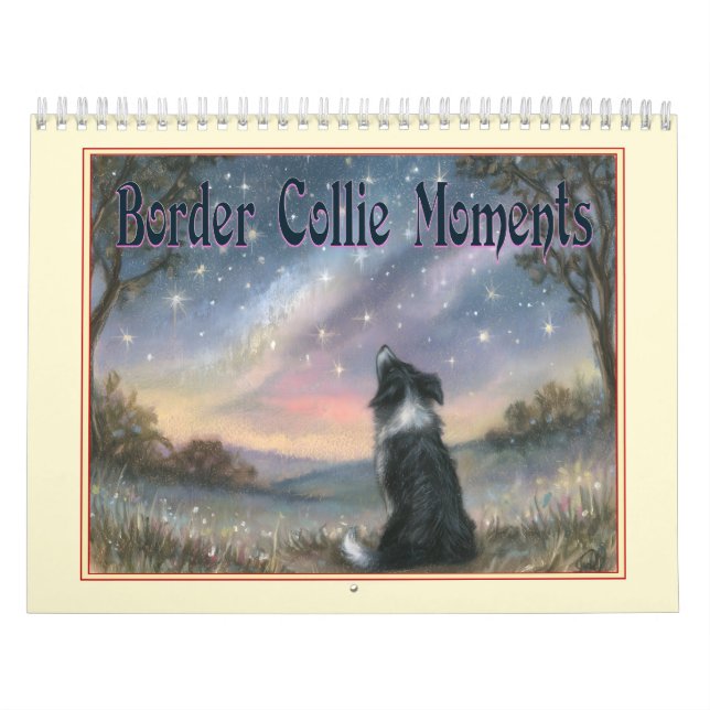 Contemplative Border Collie Dogs Wall Calendar (Cover)