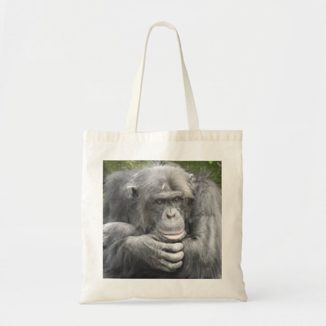 Contemplative Chimpanzee Tote Bag (Front)