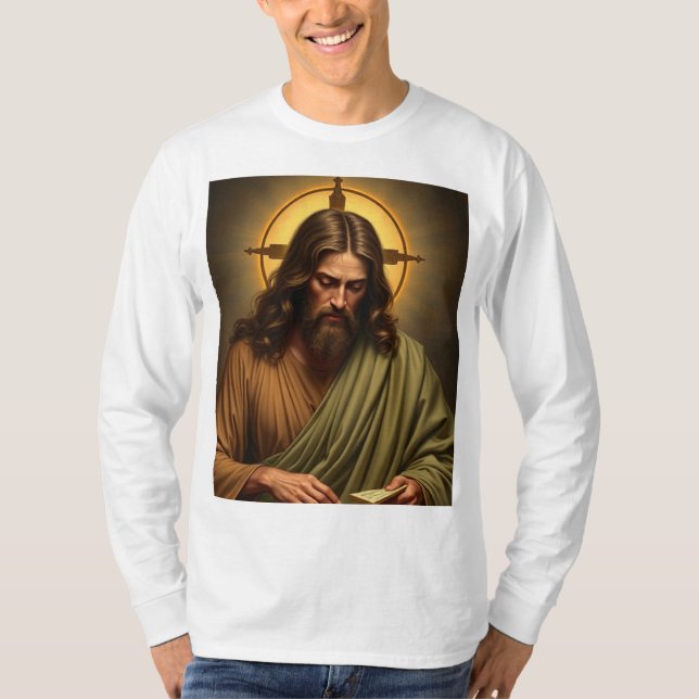 Contemplative Jesus Men's Long Sleeve Tee Shirt (Front)