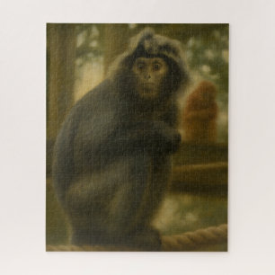 Contemplative Monkey – Serene Wildlife Art Jigsaw Puzzle
