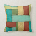 Contempoary Coastal Multicolored Painting Cushion<br><div class="desc">Aqua,  green,  red and yellow meet in an explosion of colour reminiscent of a pattern on a beach deck. Hanging this contemporary coastal painting on your wall may entice you to take that vacation you've been putting off! Makes a great gift for anyone in need of a beach getaway.</div>
