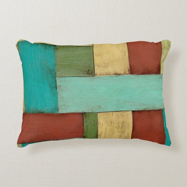 Contempoary Coastal Multicolored Painting Decorative Cushion (Front)