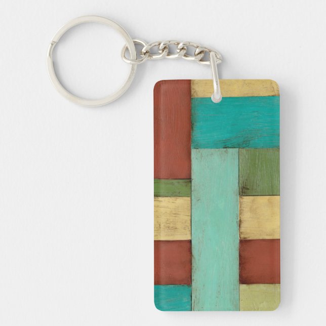 Contempoary Coastal Multicolored Painting Key Ring (Front)