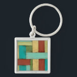 Contempoary Coastal Multicolored Painting Key Ring<br><div class="desc">Aqua,  green,  red and yellow meet in an explosion of colour reminiscent of a pattern on a beach deck. Hanging this contemporary coastal painting on your wall may entice you to take that vacation you've been putting off! Makes a great gift for anyone in need of a beach getaway.</div>