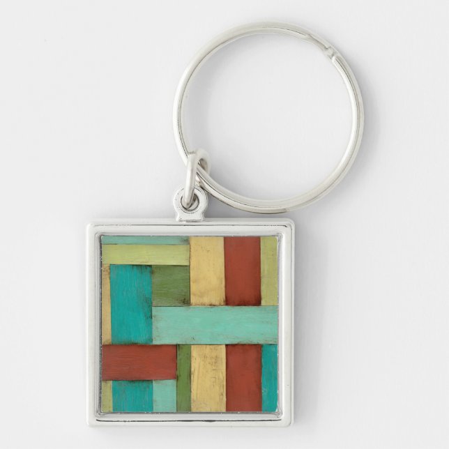 Contempoary Coastal Multicolored Painting Key Ring (Front)