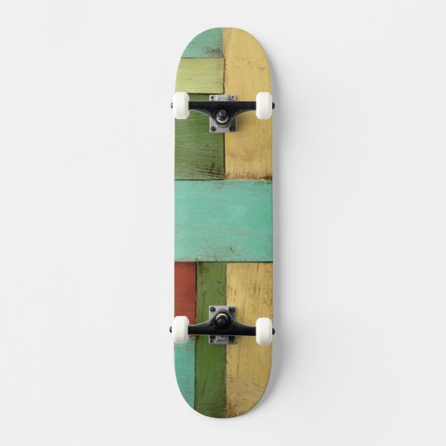 Contempoary Coastal Multicolored Painting Skateboard (Front)