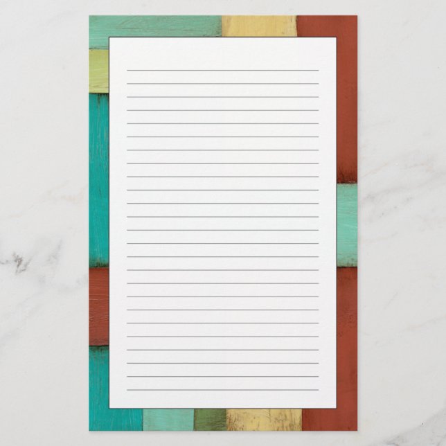 Contempoary Coastal Multicolored Painting Stationery (Front)