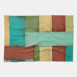 Contempoary Coastal Multicolored Painting Tea Towel