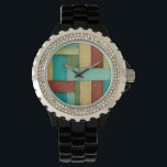 Contempoary Coastal Multicolored Painting Watch<br><div class="desc">Aqua,  green,  red and yellow meet in an explosion of colour reminiscent of a pattern on a beach deck. Hanging this contemporary coastal painting on your wall may entice you to take that vacation you've been putting off! Makes a great gift for anyone in need of a beach getaway.</div>