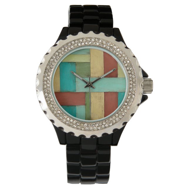 Contempoary Coastal Multicolored Painting Watch (Front)