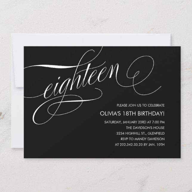 Contemporary 18th Birthday Invitations (Front)