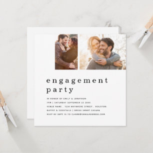 Contemporary 2 Photo Grid Engagement Party Square Invitation