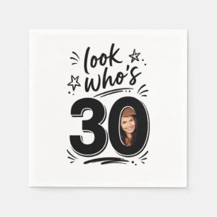 Contemporary 30th Birthday Party Photo Frame Napkin
