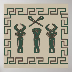 Contemporary Abstract African Tribal face art Poster