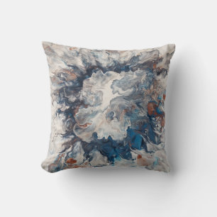Contemporary Abstract Blue Bronze Grey Cream Cushion