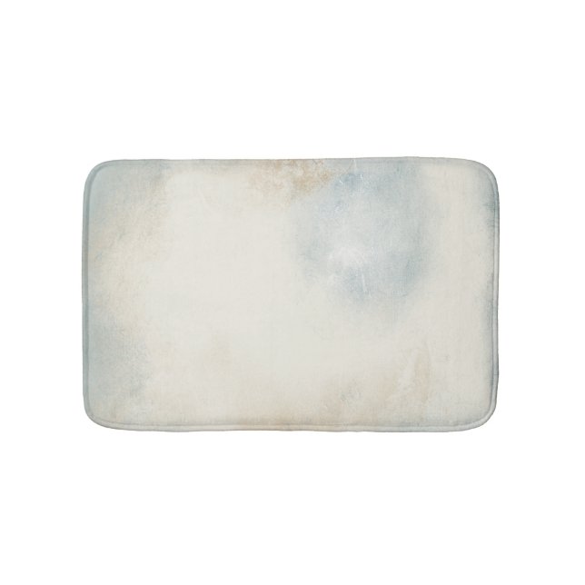 Contemporary Abstract Blue Cream Gold Art Bath Mat (Front)