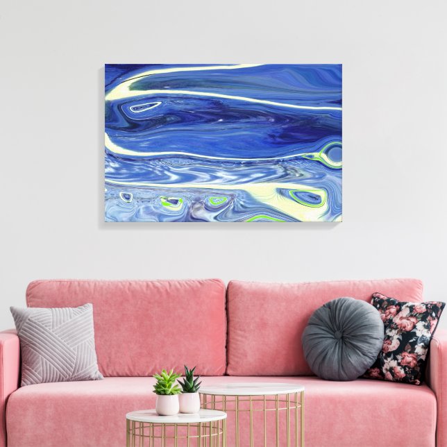 contemporary abstract blue swirl design canvas print (Insitu(LivingRoom))