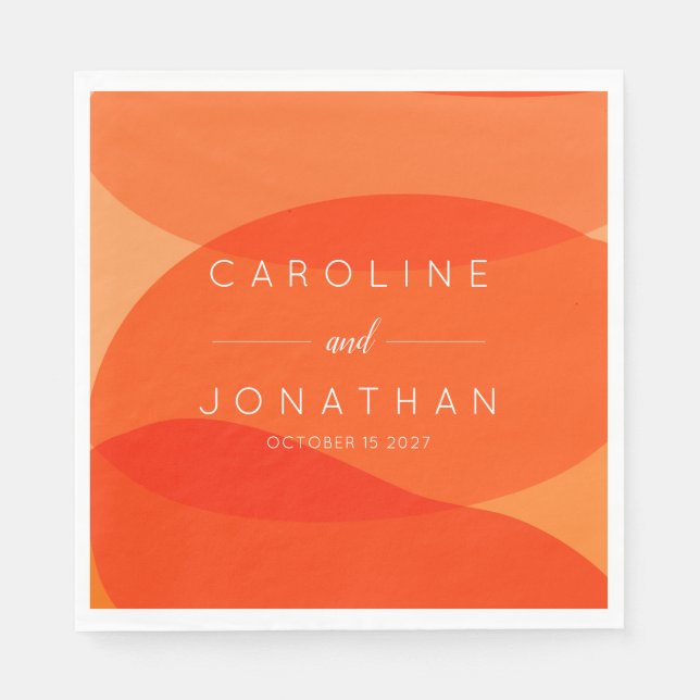 Contemporary Abstract Chic Orange Custom Wedding Napkin (Front)