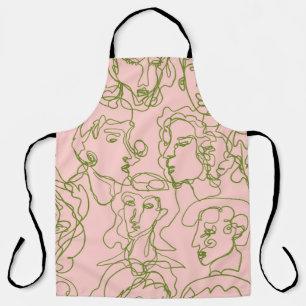 Contemporary abstract female faces. Minimalistic e Apron